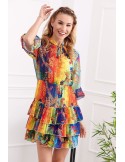 Luftiges Kleid mit bunten Mustern 8660 - Online-Shop - Boutique